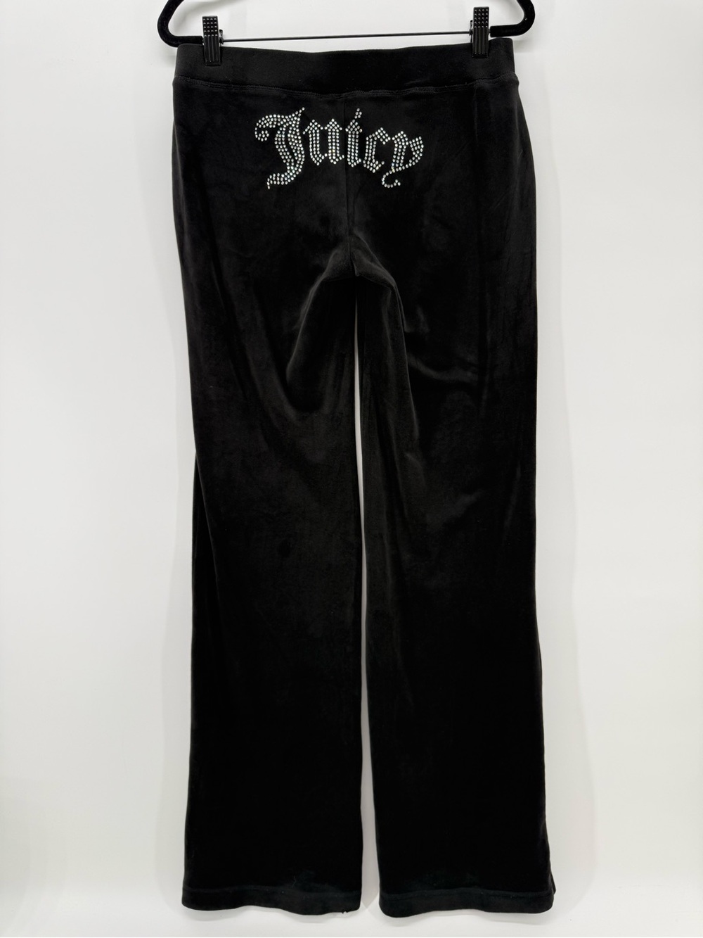 Y2K 2012  juicy couture Low rise black velour sweatpants Small bling rhinestone
